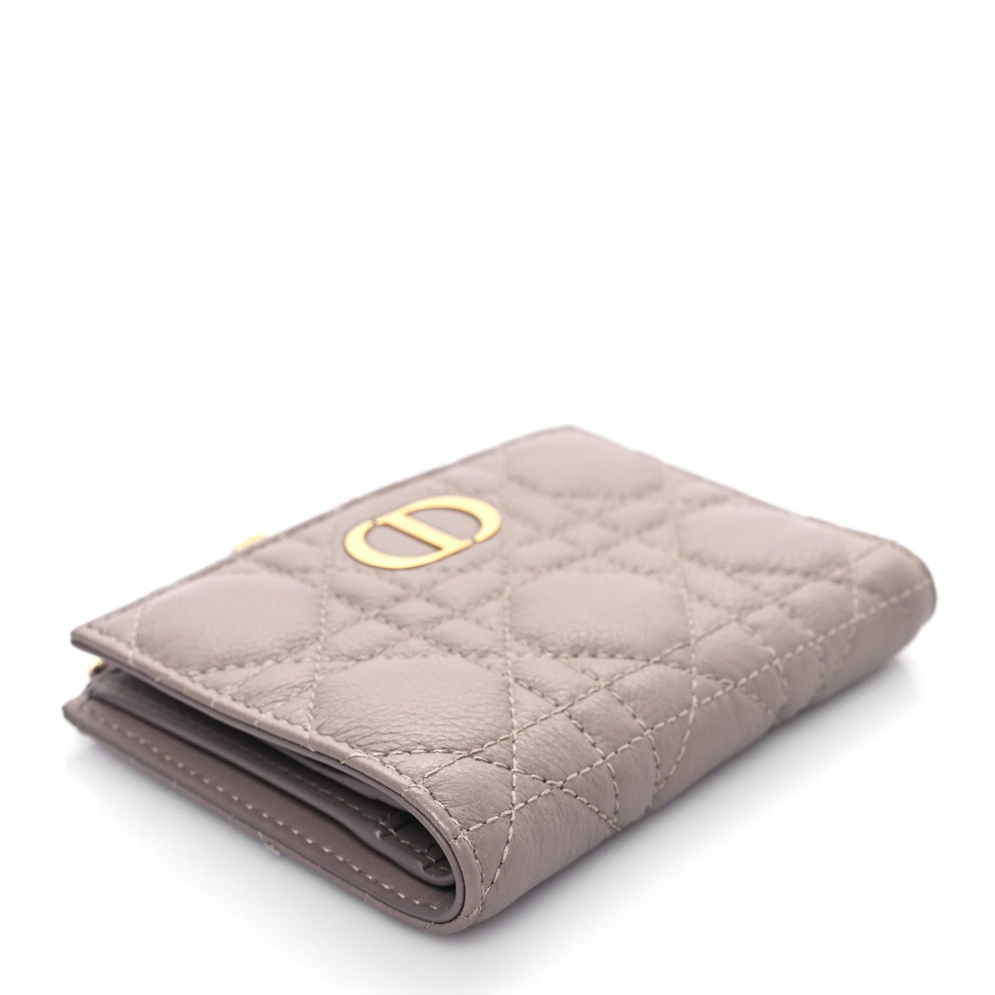 Grained Calfskin Supple Cannage Caro Dahlia Wallet Taupe