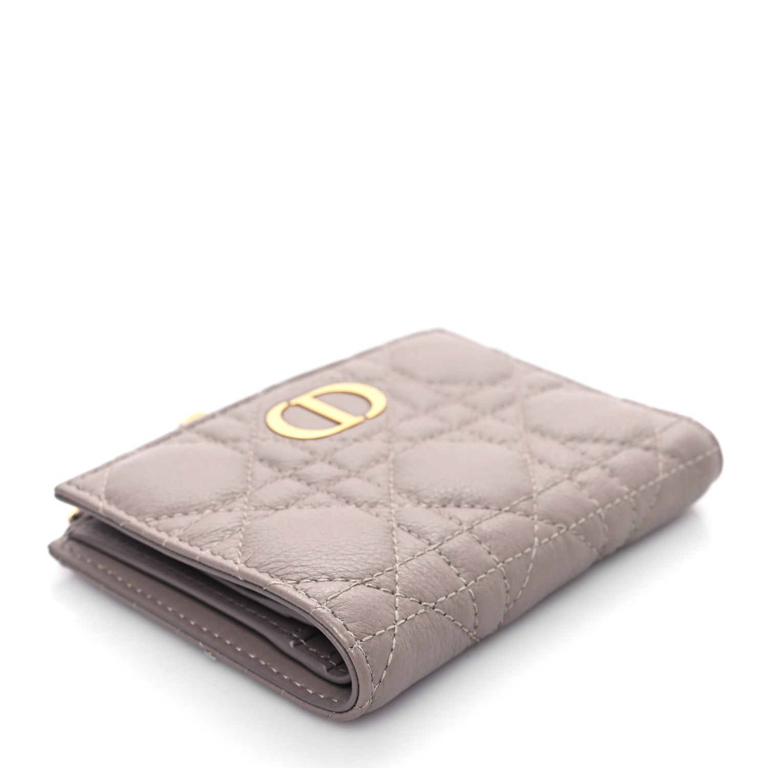 Christian Dior Grained Calfskin Supple Cannage Caro Dahlia Wallet Taupe 4 of 9
