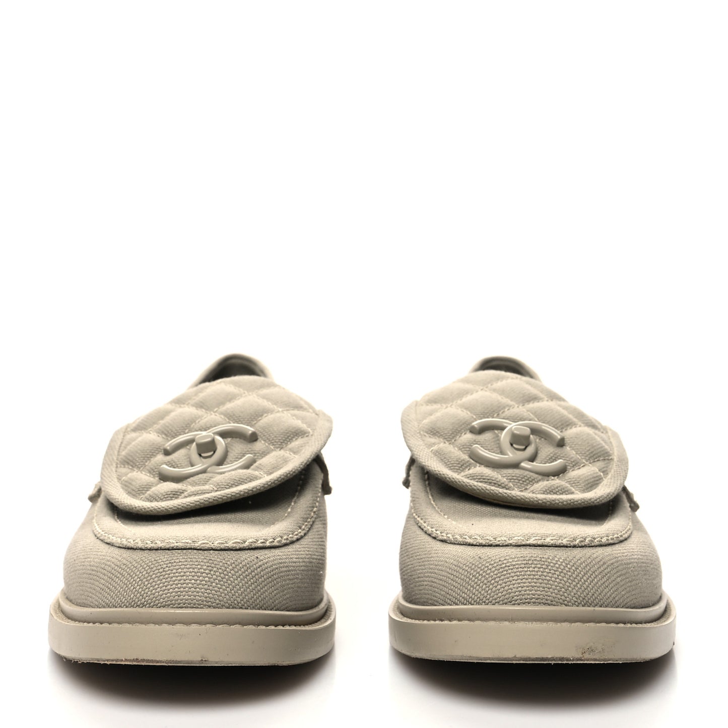 Canvas Quilted CC Turnlock Loafers 40 Beige