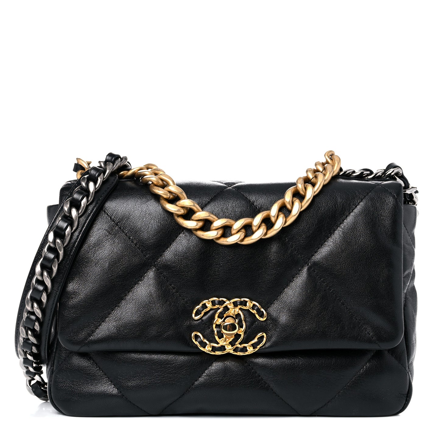 Goatskin Quilted Medium Chanel 19 Flap Black