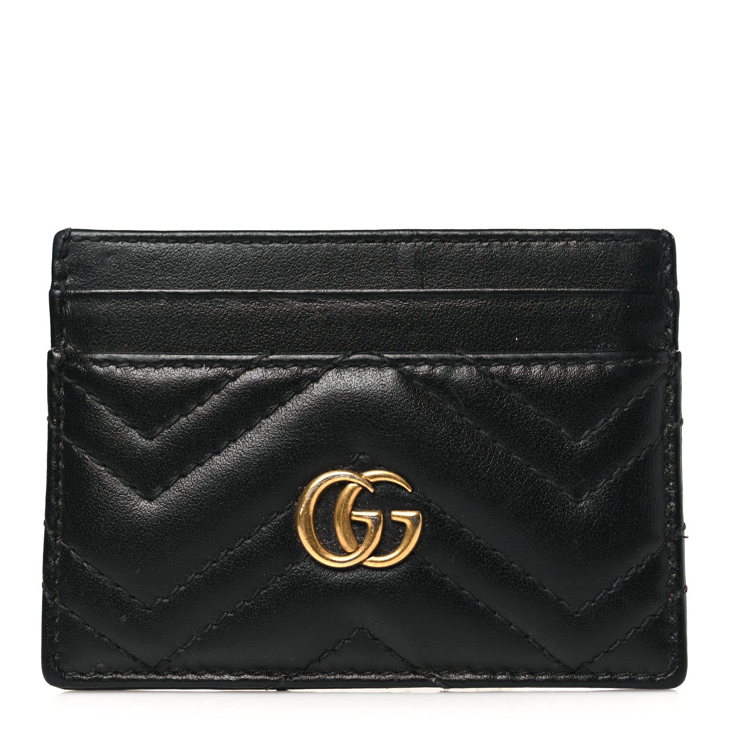 Gucci Calfskin Matelasse GG Marmont Card Holder Black 1 of 9