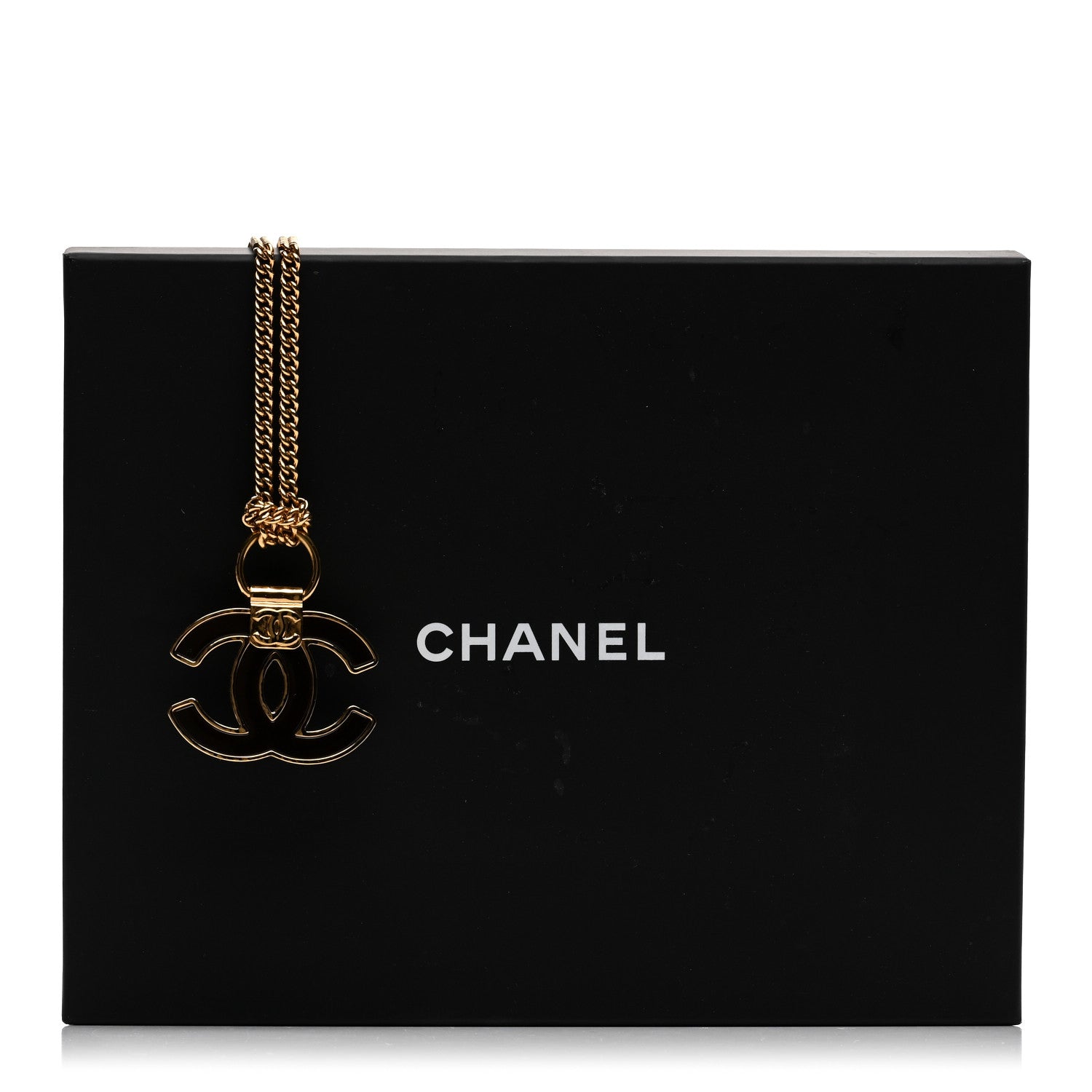 Chanel Metal Resin CC Pendant Necklace Gold Brown 6 of 6