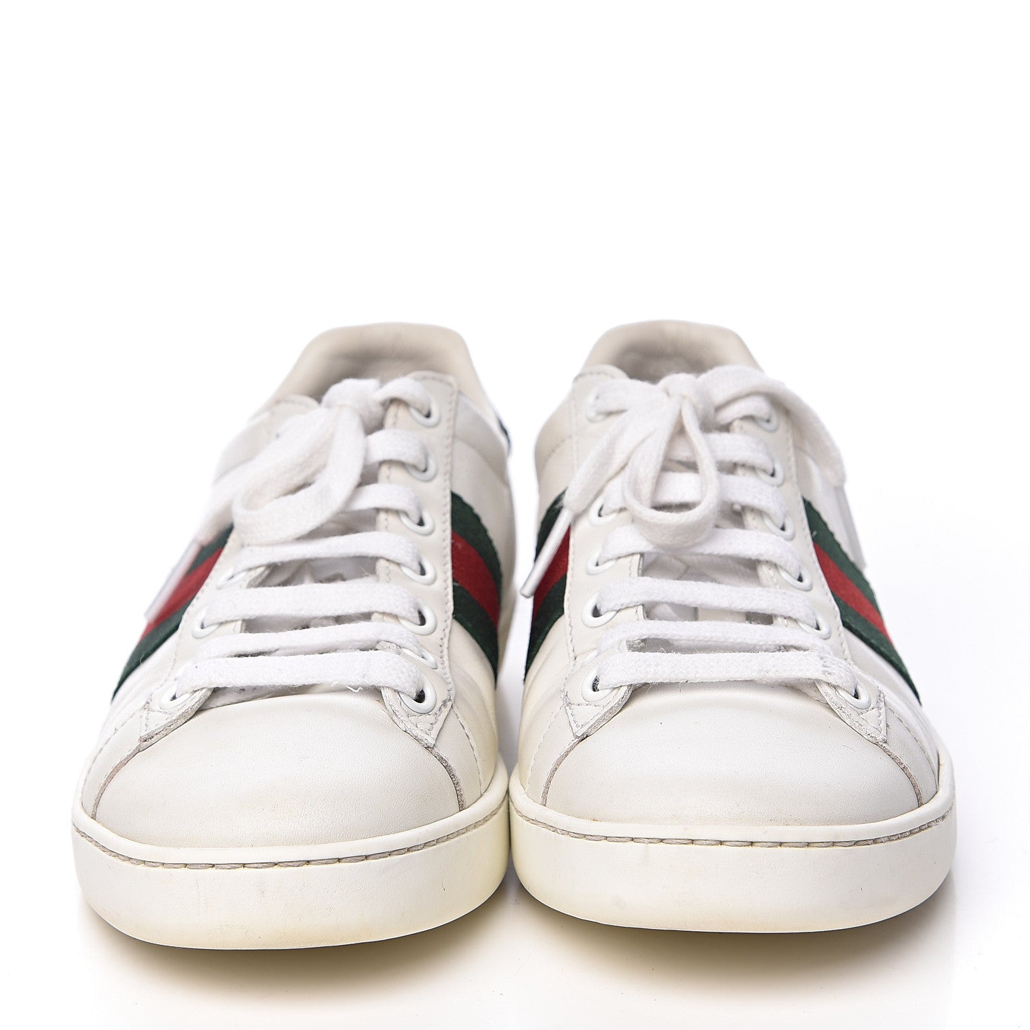 Gucci Calfskin Crocodile Web Womens Ace Sneakers 35 White Green 2 of 16