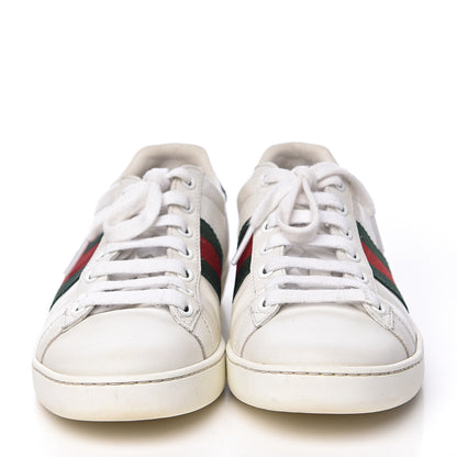 Gucci Calfskin Crocodile Web Womens Ace Sneakers 35 White Green 2 of 16