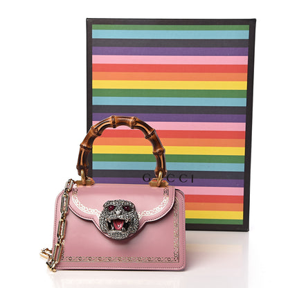 Gucci Calfskin Bamboo Crystal Mini Thiara Top Handle Bag Carmine Rose Gold 11 of 11