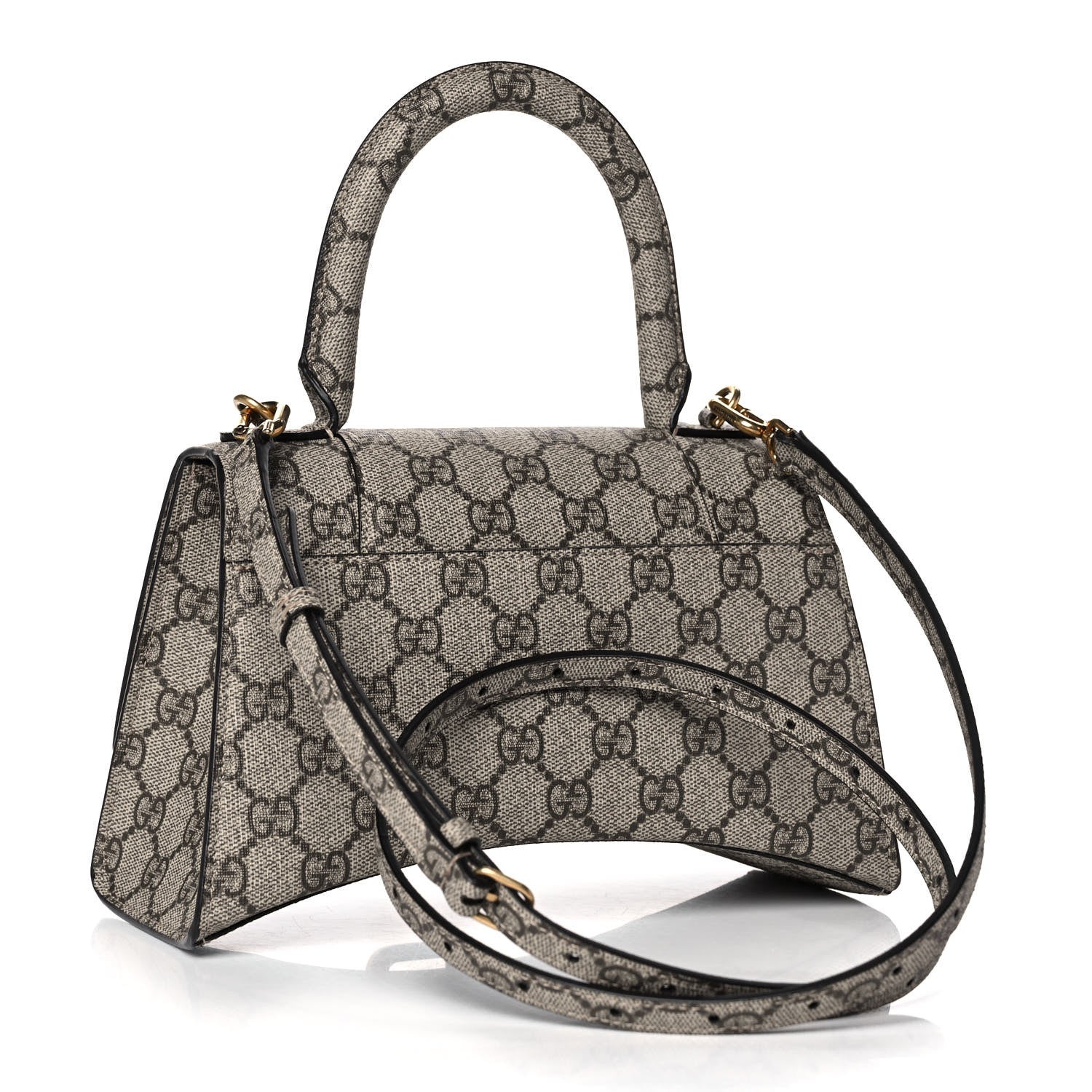 Balenciaga X GUCCI GG Supreme Monogram Small Hourglass Top Handle Bag Beige Ebony 3 of 14