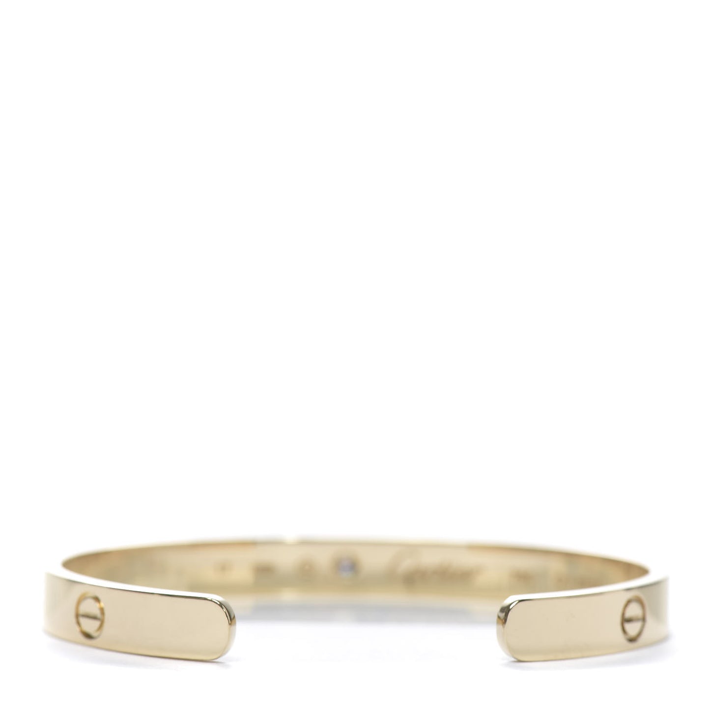 18K Yellow Gold 1 Diamond LOVE Cuff Bracelet 17