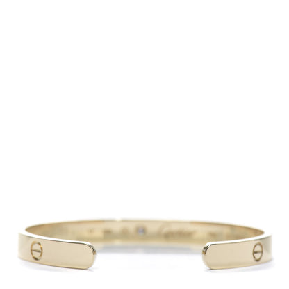 Cartier 18K Yellow Gold 1 Diamond LOVE Cuff Bracelet 17 3 of 6