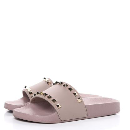 Valentino Garavani Rubber Rockstud Slide Sandals 36 Poudre 3 of 9