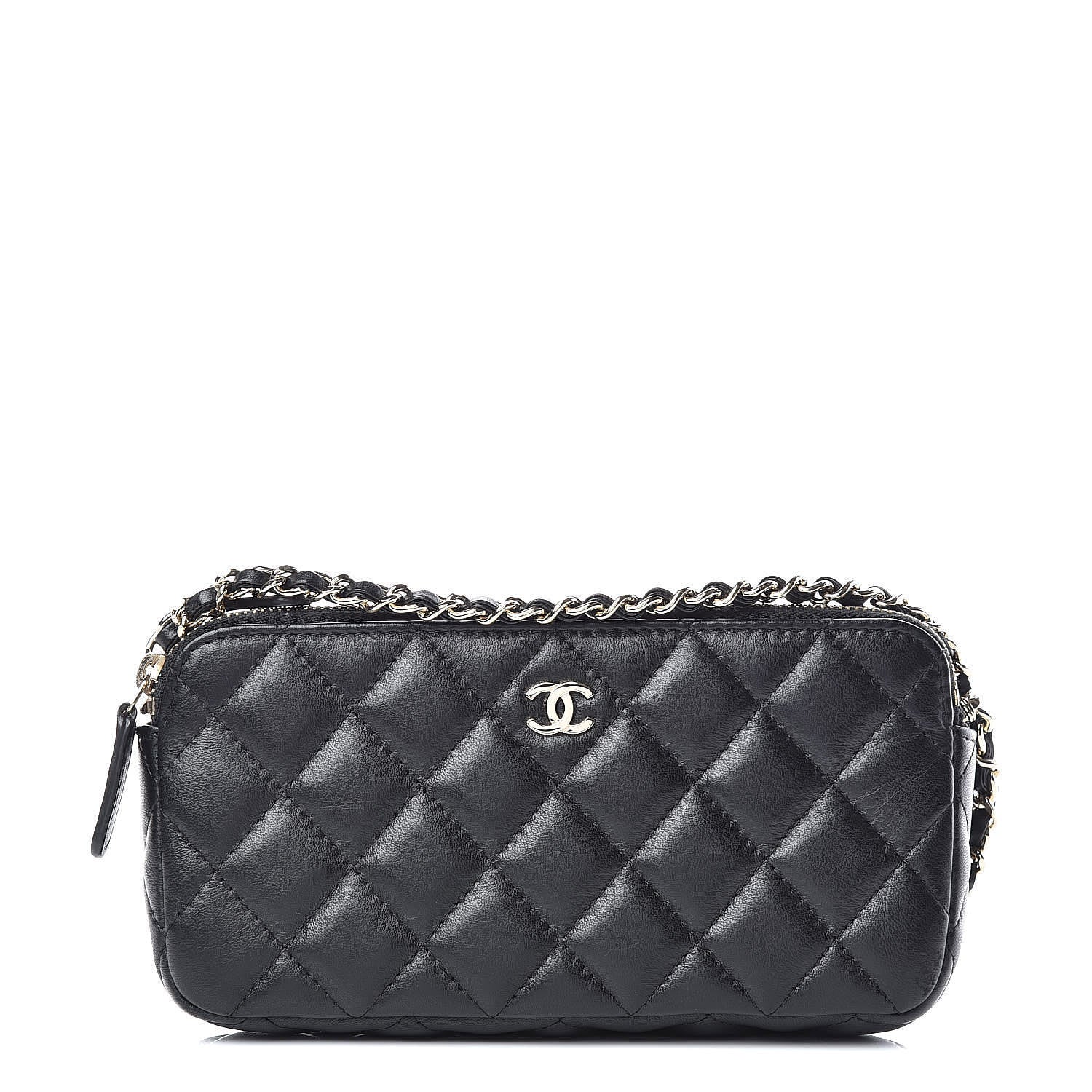 Chanel Lambskin Quilted Small Clutch With Chain Black 1 of 16