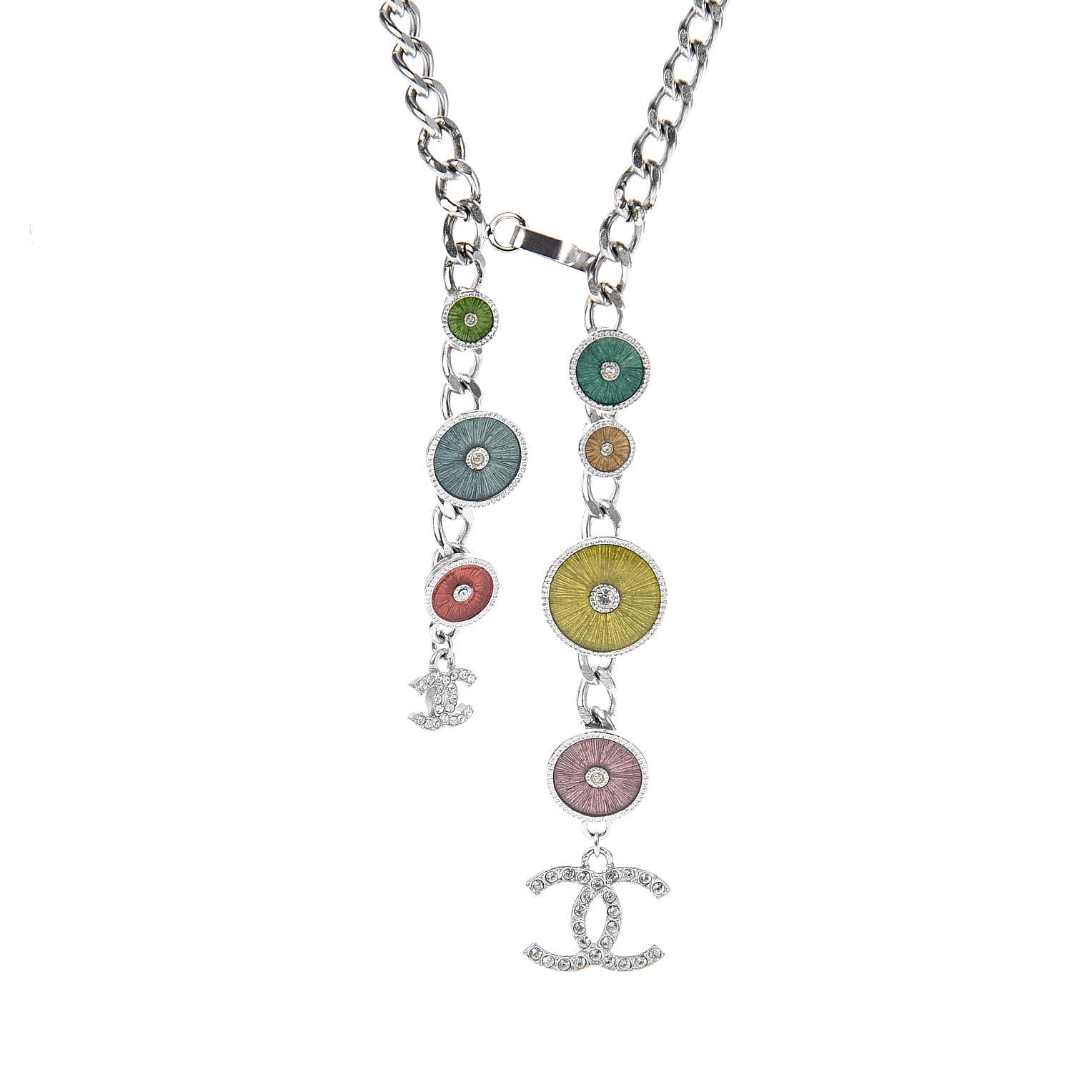 Chanel Gripoix Poured Glass Crystal CC Charm Chain Belt Silver 4 of 5