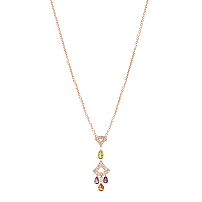 Bulgari 18K Rose Gold Diamond Pink Tourmaline Citrine Peridot Diva's Dream Pendant Necklace 1 of 7