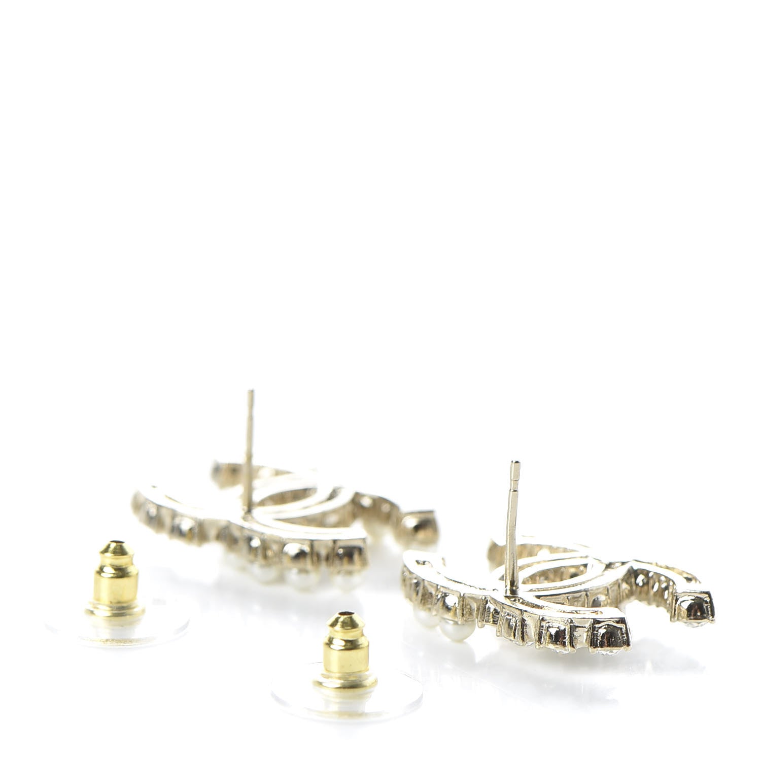 Chanel Crystal Pearl CC Dazzling Domino Earrings Gold 3 of 5