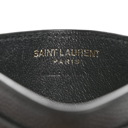Saint Laurent Grain De Poudre Matelasse Chevron Monogram Credit Card Case Black 6 of 10