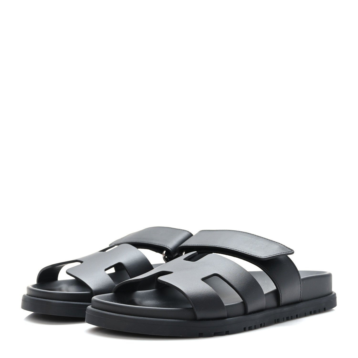Hermes Calfskin Womens Chypre Sandals 35 Black 3 of 9