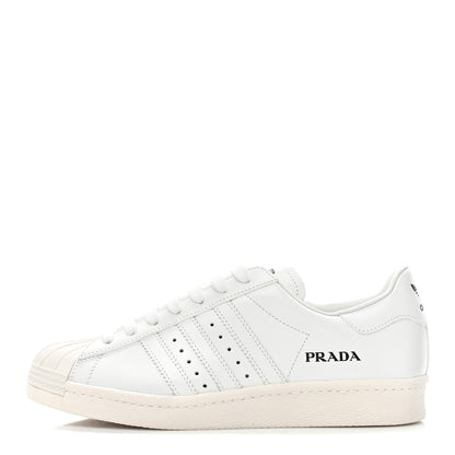 Prada X ADIDAS Calfskin Mens Superstar 450 Low Top Sneakers 8 White 1 of 10