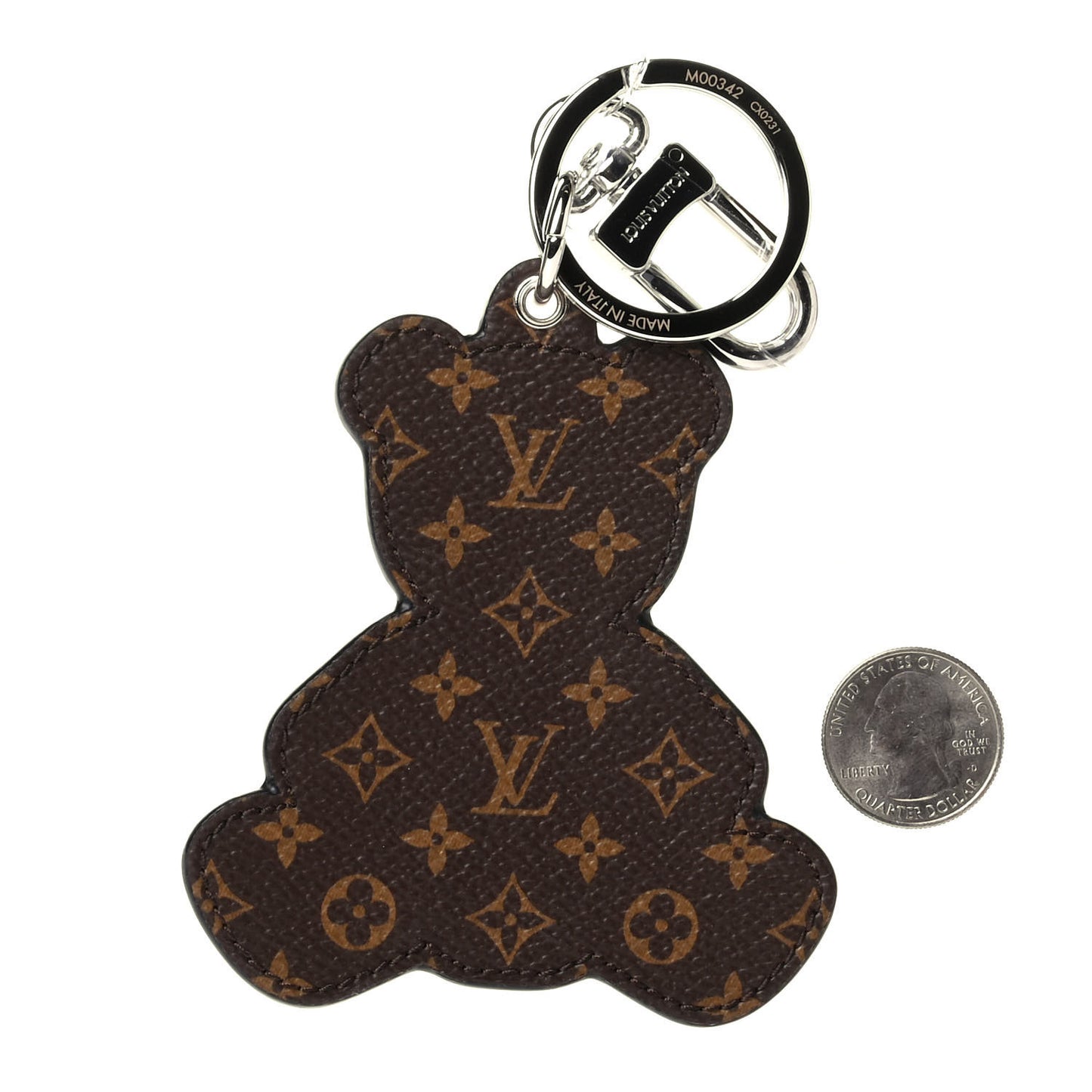 Monogram Teddy Bear Bag Charm Key Holder Brown