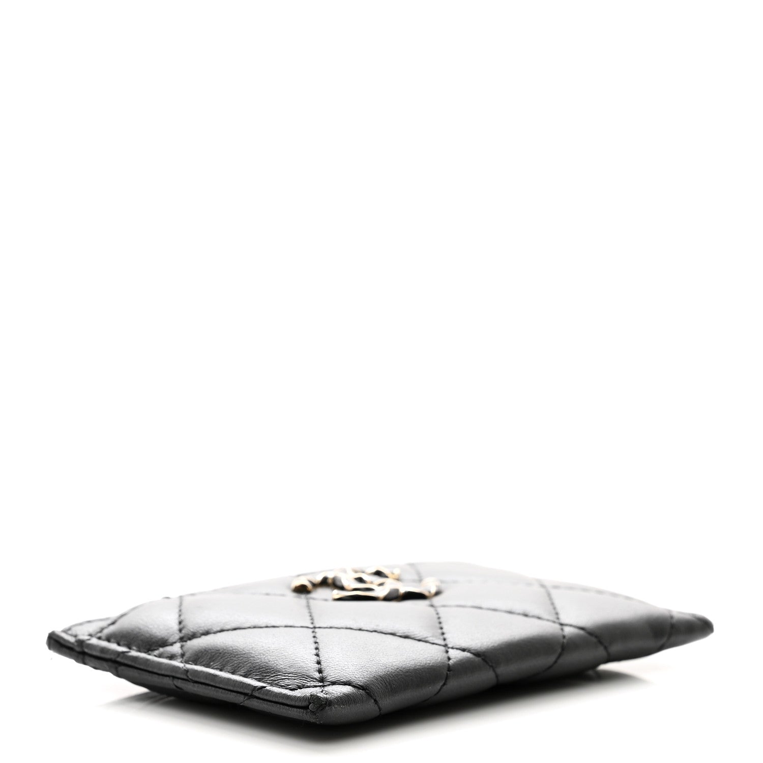 Chanel Lambskin Enamel Quilted Zippered Card Holder Black 4 of 9