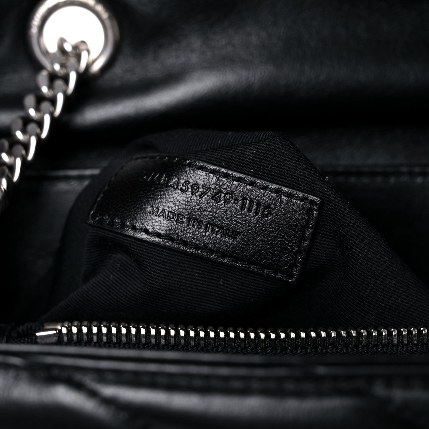 Calfskin Y Quilted Monogram Medium Loulou Chain Satchel Black