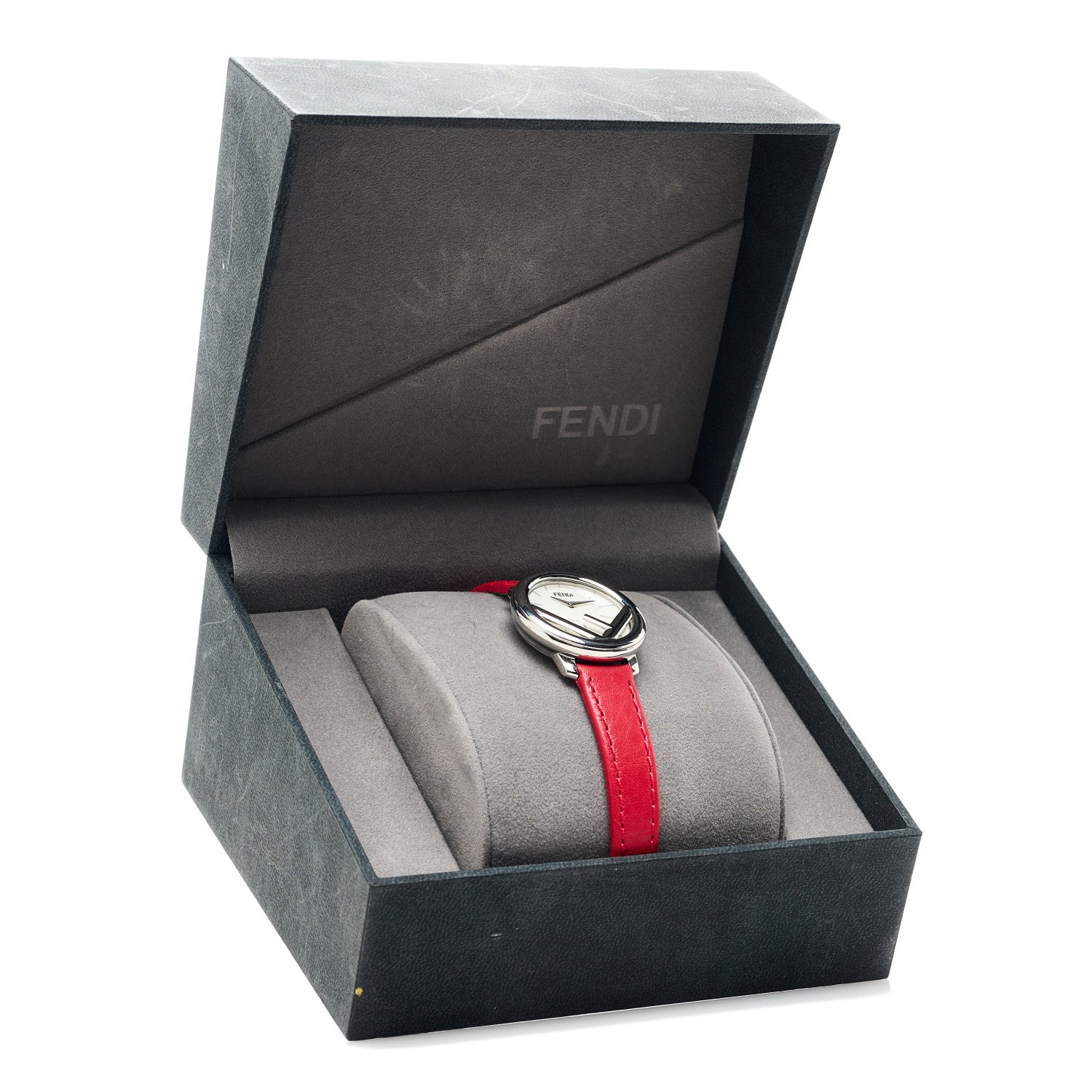 Fendi Stainless Steel Calfskin 28mm Run Away Quartz Watch Red 5 of 5