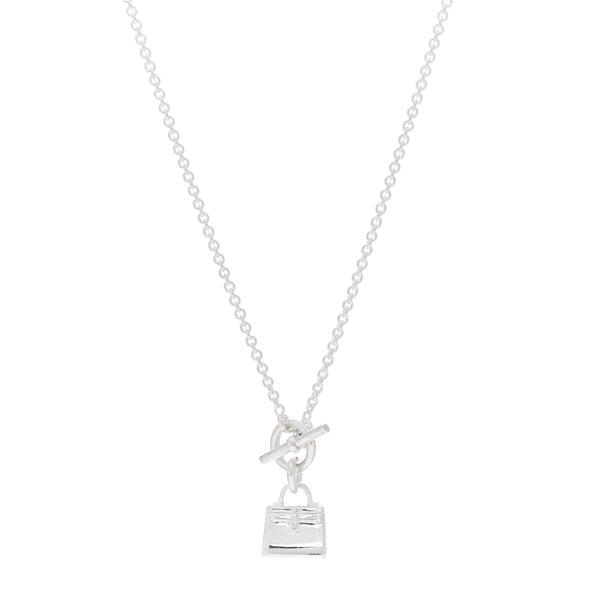 Hermes Sterling Silver Kelly Charm Pendant Necklace 1 of 5