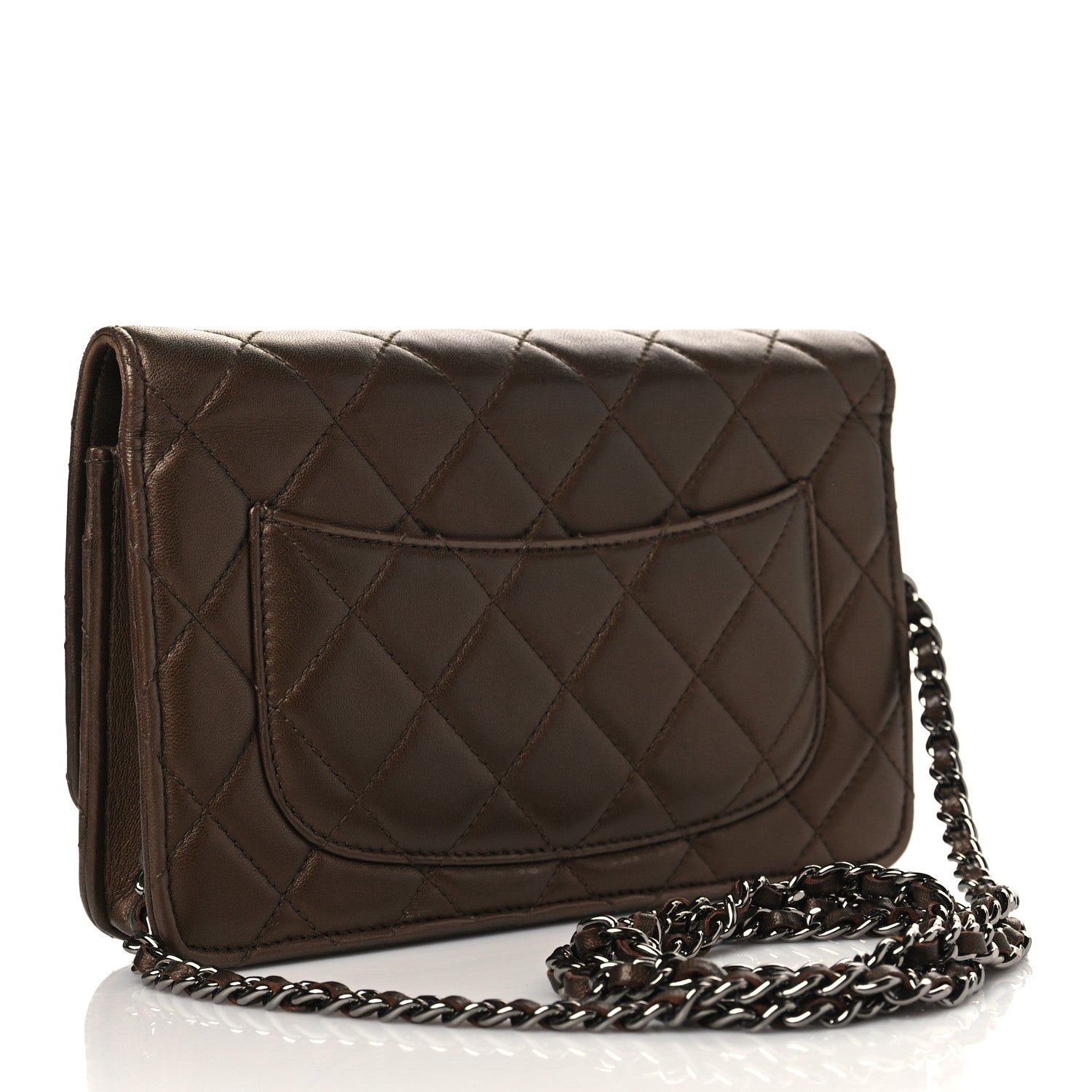 Chanel Metallic Lambskin Quilted Wallet On Chain WOC Bronze 3 of 9
