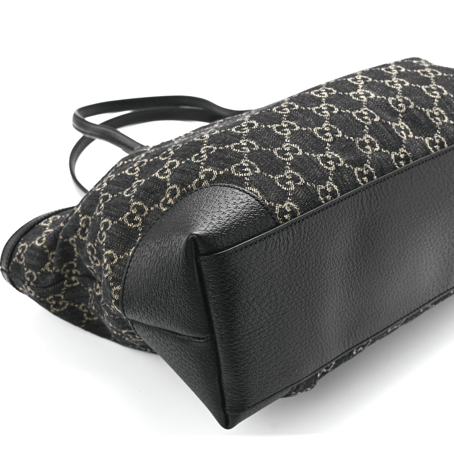 Gucci Jacquard Black Denim GG Monogram Medium Ophidia Shopping Tote Black Ivory 9 of 10