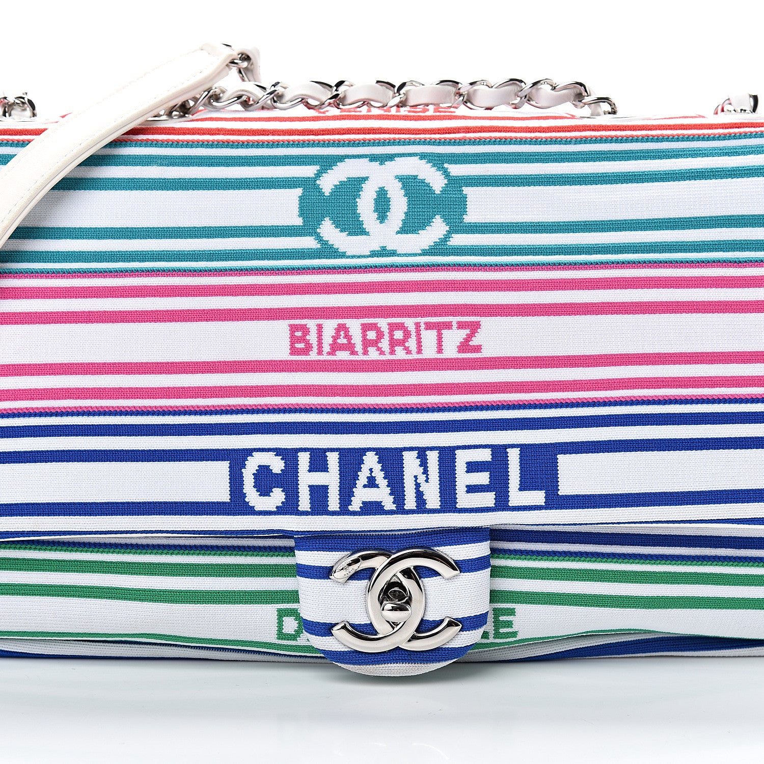 Chanel Mixed Fibers Lambskin Venise Biarritz Flap Bag Multicolor White 7 of 11