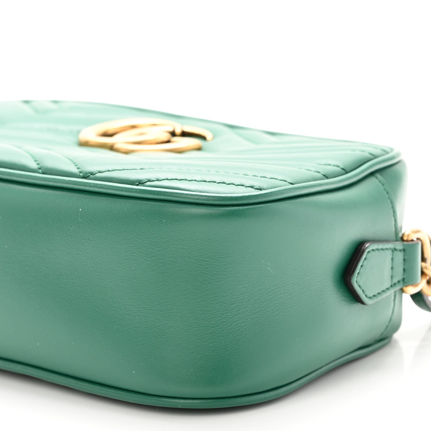 Gucci Calfskin Matelasse Small GG Marmont Chain Shoulder Bag Emerald Green 10 of 10