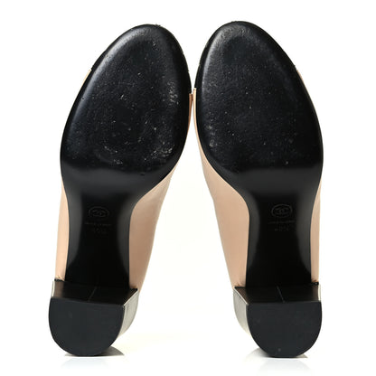 Chanel Lambskin Pearl Quilted Cap Toe Pumps 40.5 Beige Black 4 of 6