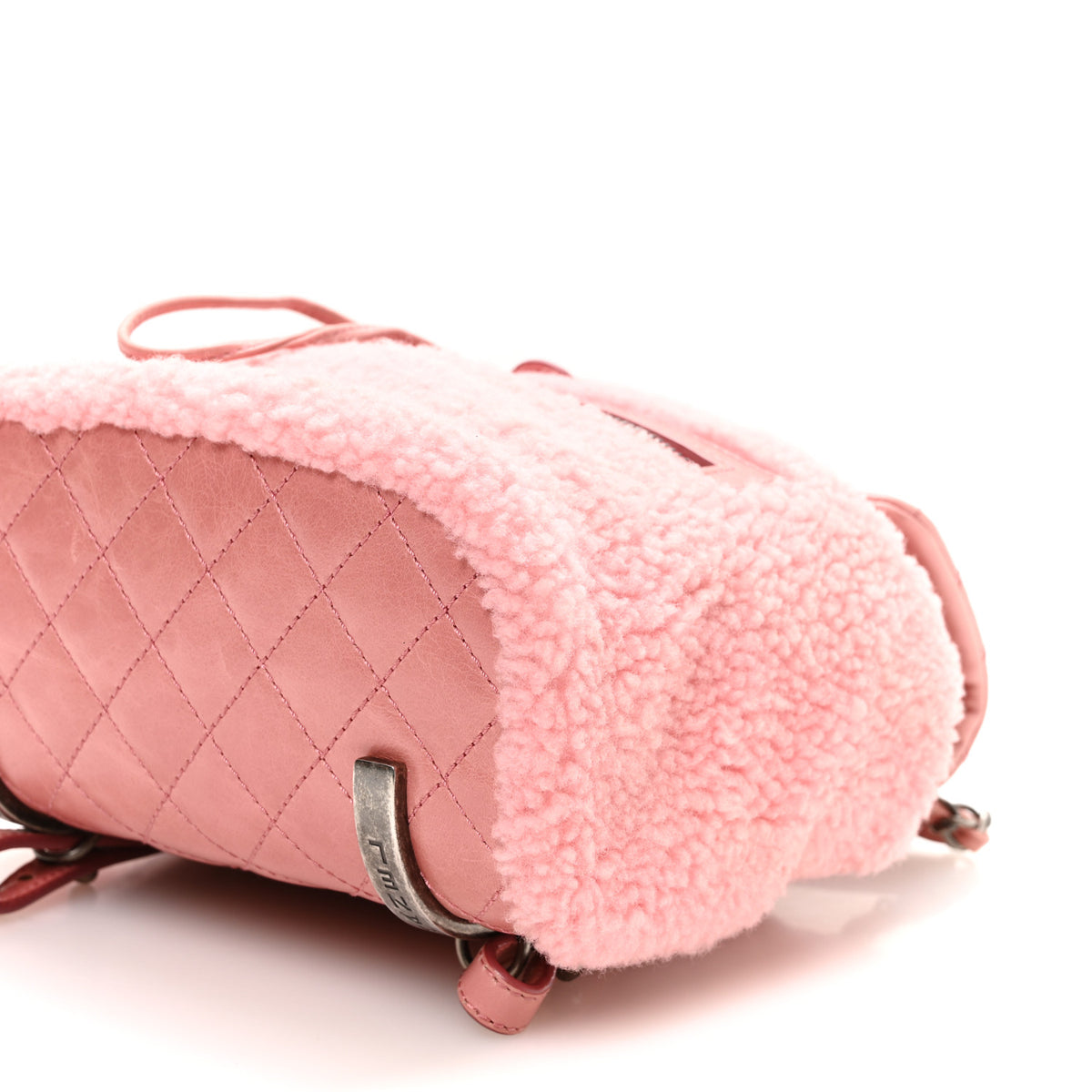 Chanel Glazed Calfskin Shearling Quilted Small Mountain Backpack Pink 10 of 10