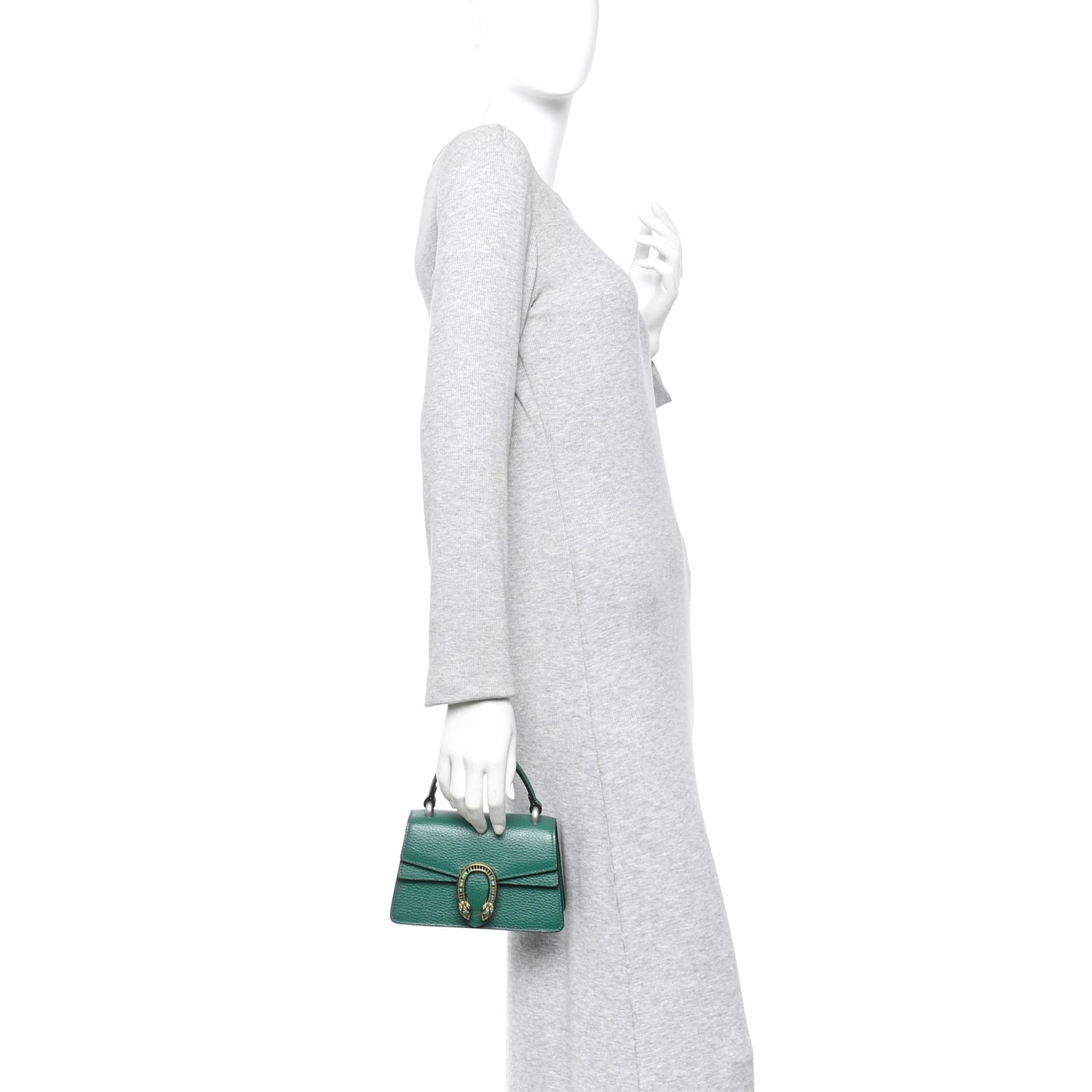 Dollar Calfskin Crystal Mini Dionysus Top Handle Bag Emerald