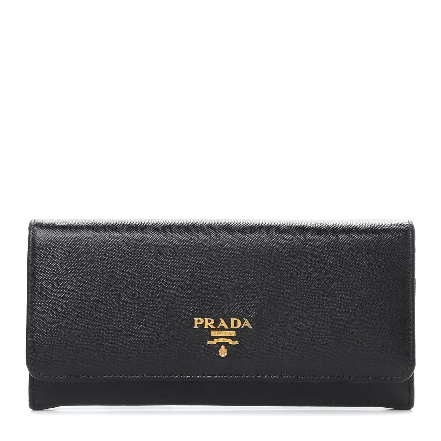 Saffiano Metal Continental Flap Wallet Black
