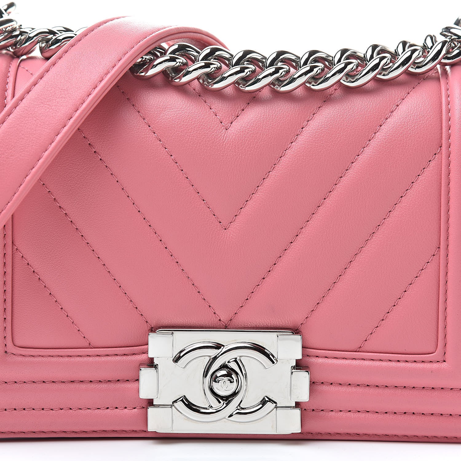 Chanel Calfskin Chevron Quilted Small Boy Flap Pink 8 of 11