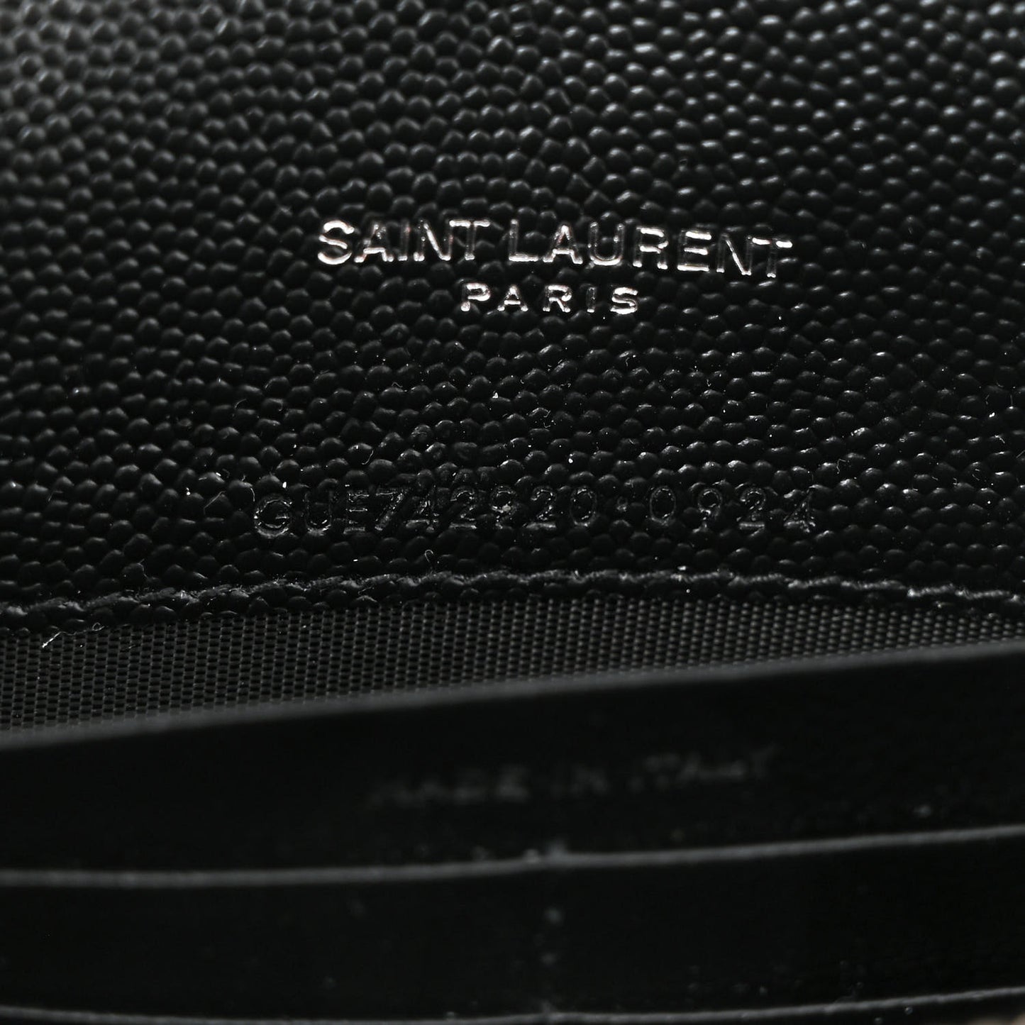 Grain De Poudre Matelasse Chevron Monogram Envelope Chain Wallet Black