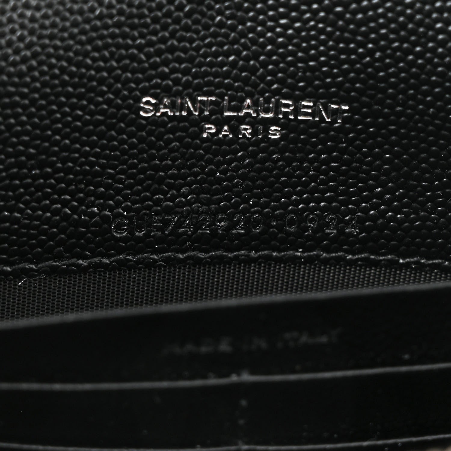 Saint Laurent Grain De Poudre Matelasse Chevron Monogram Envelope Chain Wallet Black 7 of 11