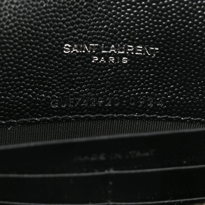 Saint Laurent Grain De Poudre Matelasse Chevron Monogram Envelope Chain Wallet Black 7 of 11