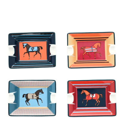 Hermes Porcelain Rocabar A Cheval Set of 4 Mini Ashtrays Multicolor 1 of 4