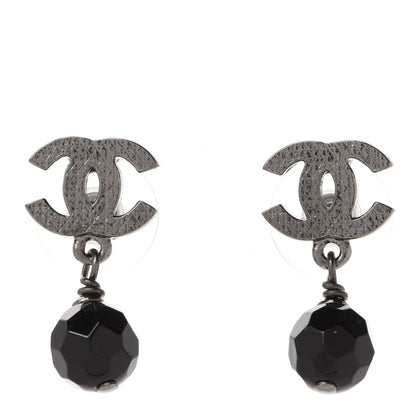 Chanel Beaded CC Drop Earrings Ruthenium Black 1 of 5