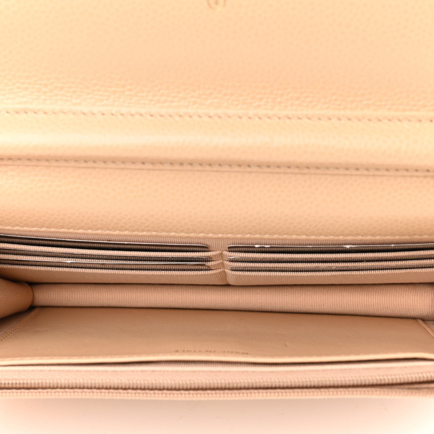 Caviar Quilted Wallet On Chain WOC Beige