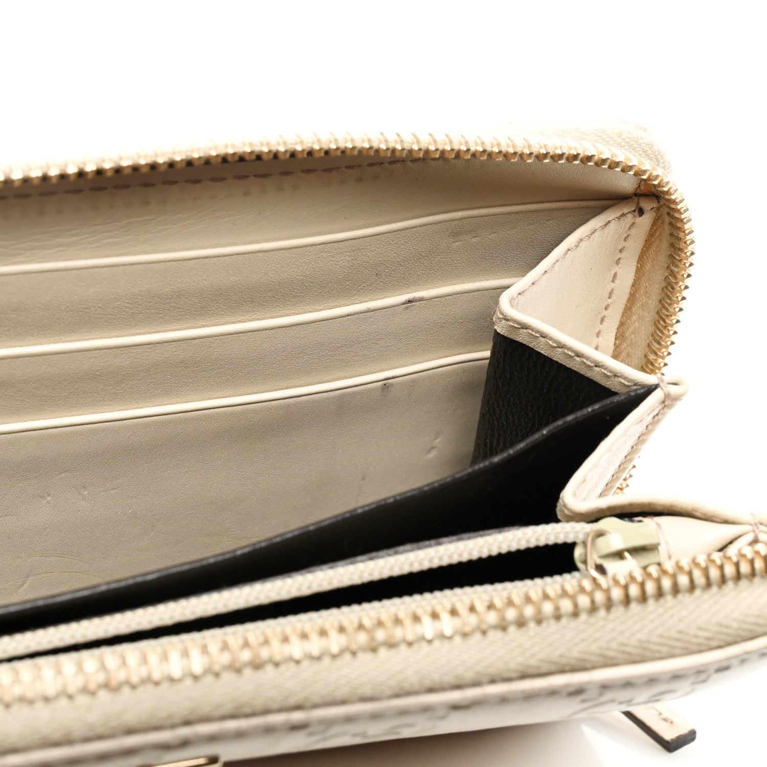 Gucci Guccissima Margaux Calfskin Metal Bar Zip Around Wallet White 9 of 14