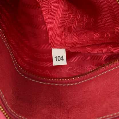 Prada Tessuto Nylon Nappa Braided Gaufre Shoulder Bag Peonia 7 of 7