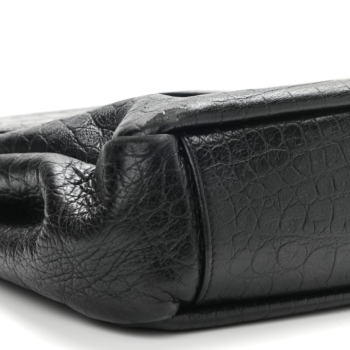 Calfskin Crocodile Embossed Large College Monogram Satchel Black
