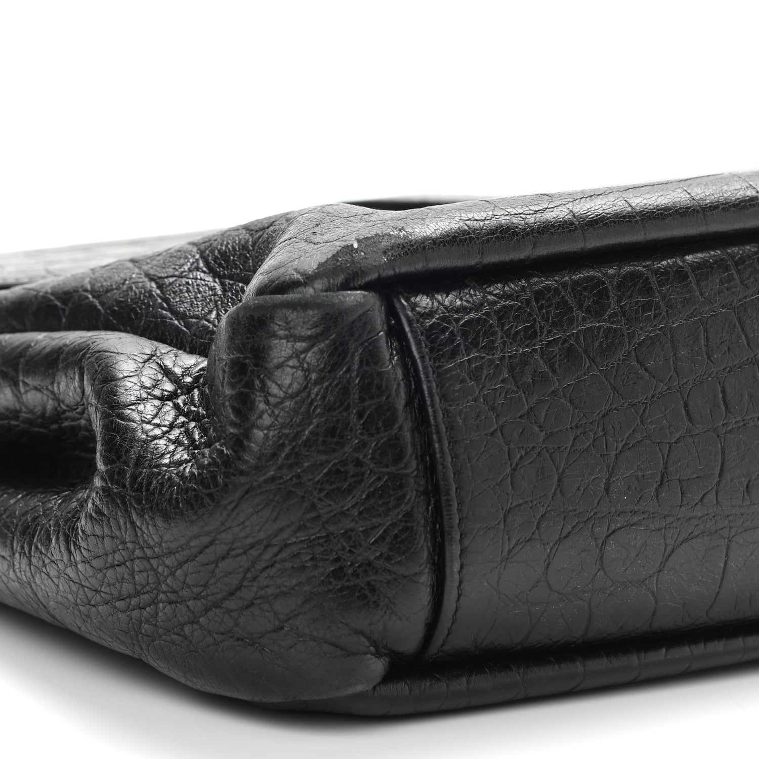 Saint Laurent Calfskin Crocodile Embossed Large College Monogram Satchel Black 9 of 12