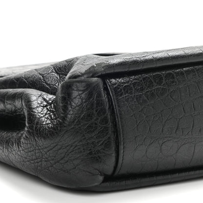 Saint Laurent Calfskin Crocodile Embossed Large College Monogram Satchel Black 9 of 12