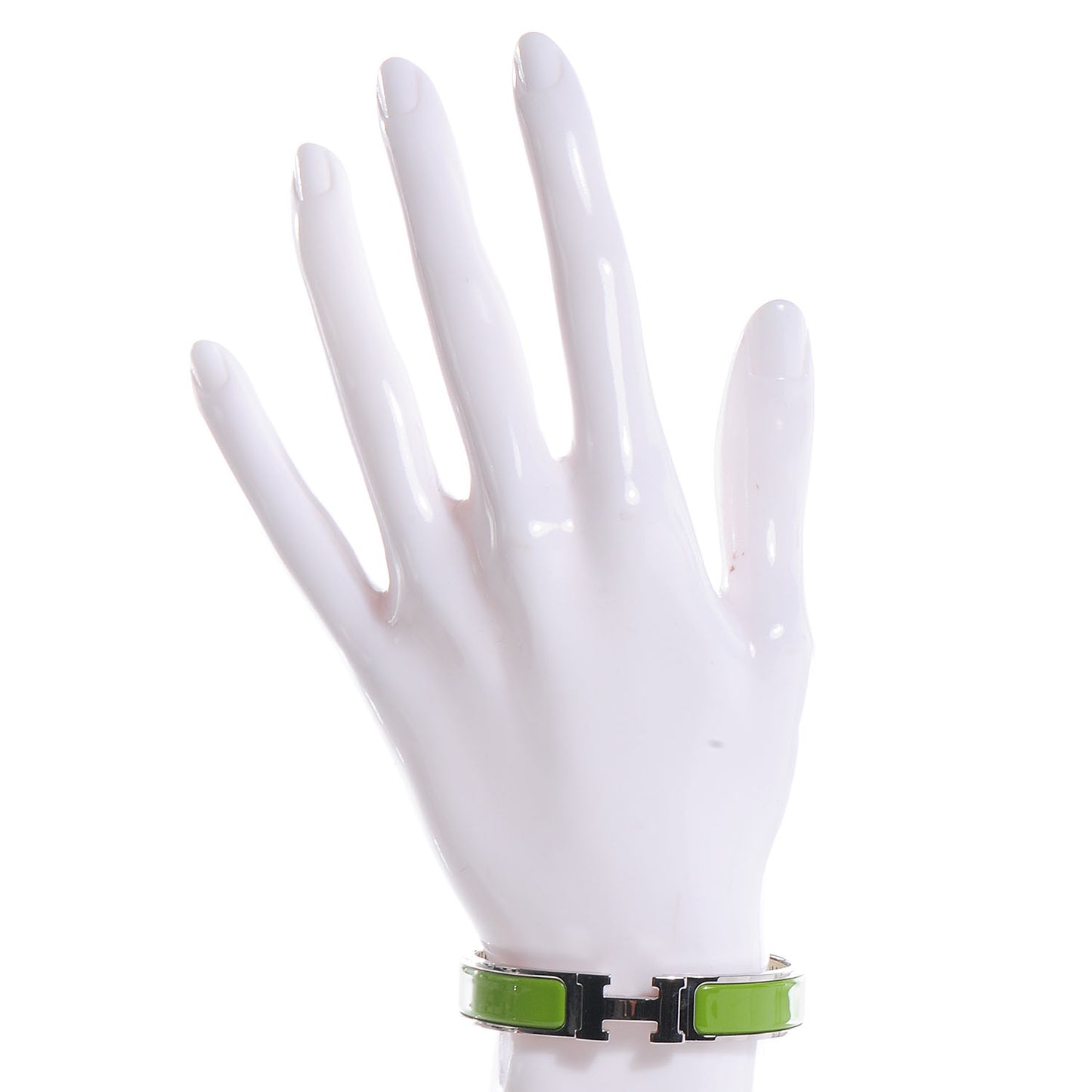 Silver and Palladium Narrow Clic Clac H Bracelet PM Vert Prairie