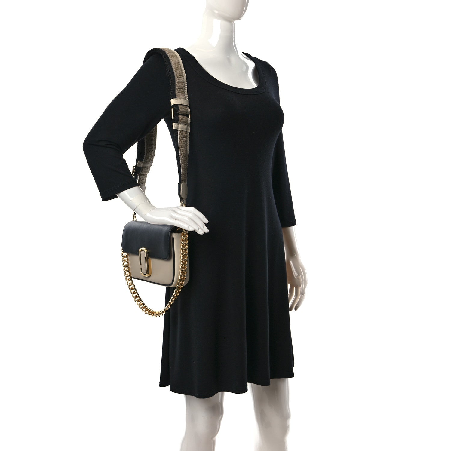 Marc Jacobs Calfskin The J Marc Shoulder Bag Greige Multicolor 2 of 9