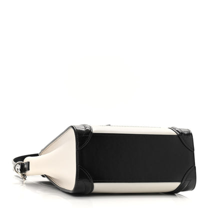 Celine Smooth Calfskin Lizard Embossed Nano Luggage White Black 4 of 9