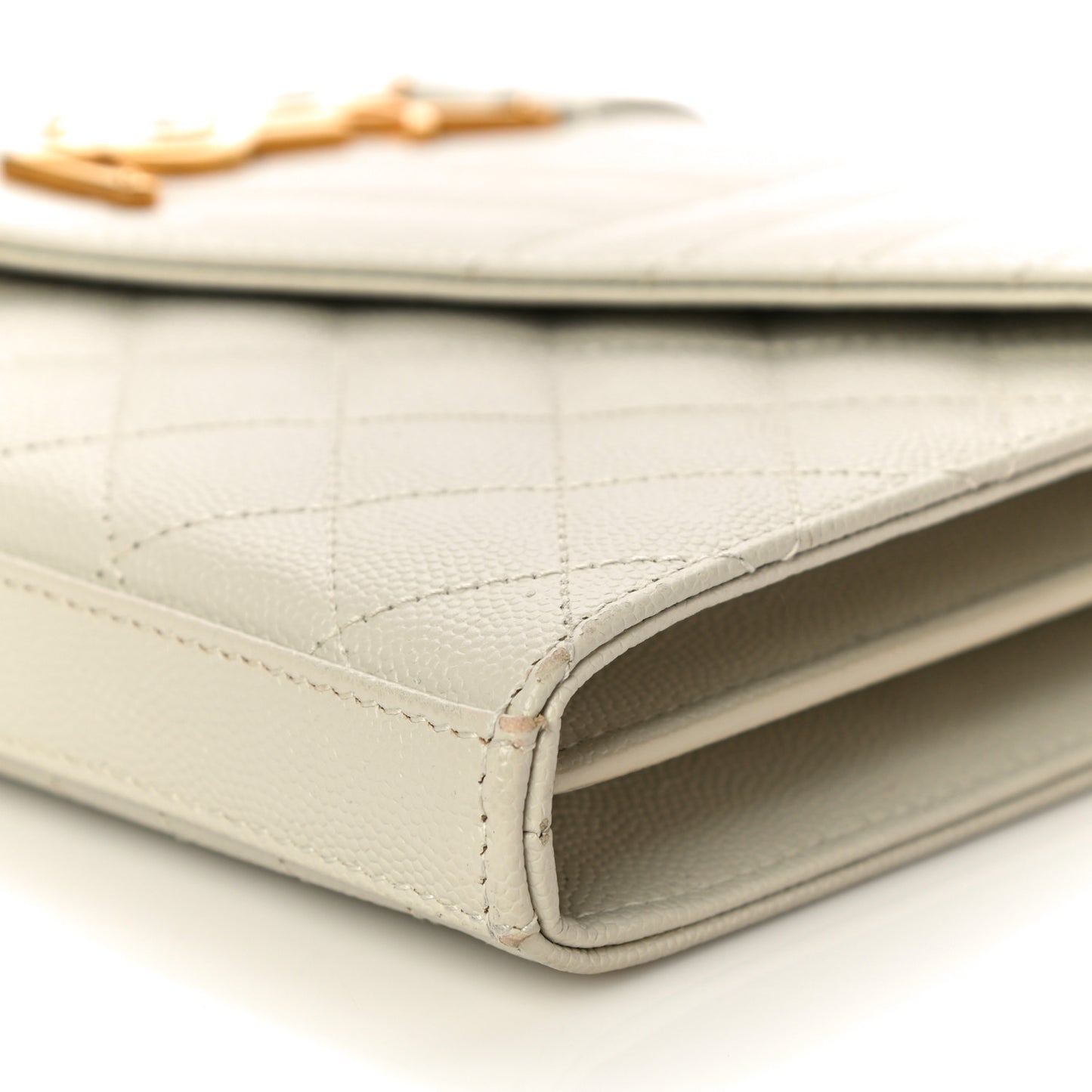 Grain De Poudre Mixed Matelasse Triquilt Monogram Chain Wallet Crema Soft