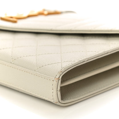 Saint Laurent Grain De Poudre Mixed Matelasse Triquilt Monogram Chain Wallet Crema Soft 9 of 11